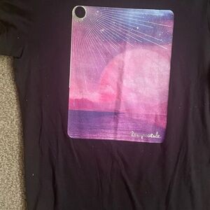 Aeropostale Black T-Shirt with Pink and Purple Cosmic Design